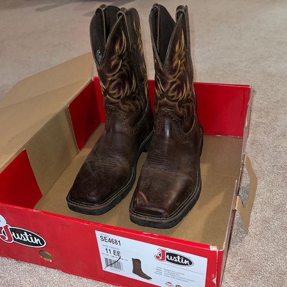 Justin Boots Shoes Justin Mens Driller Western Work Boots Soft Toe